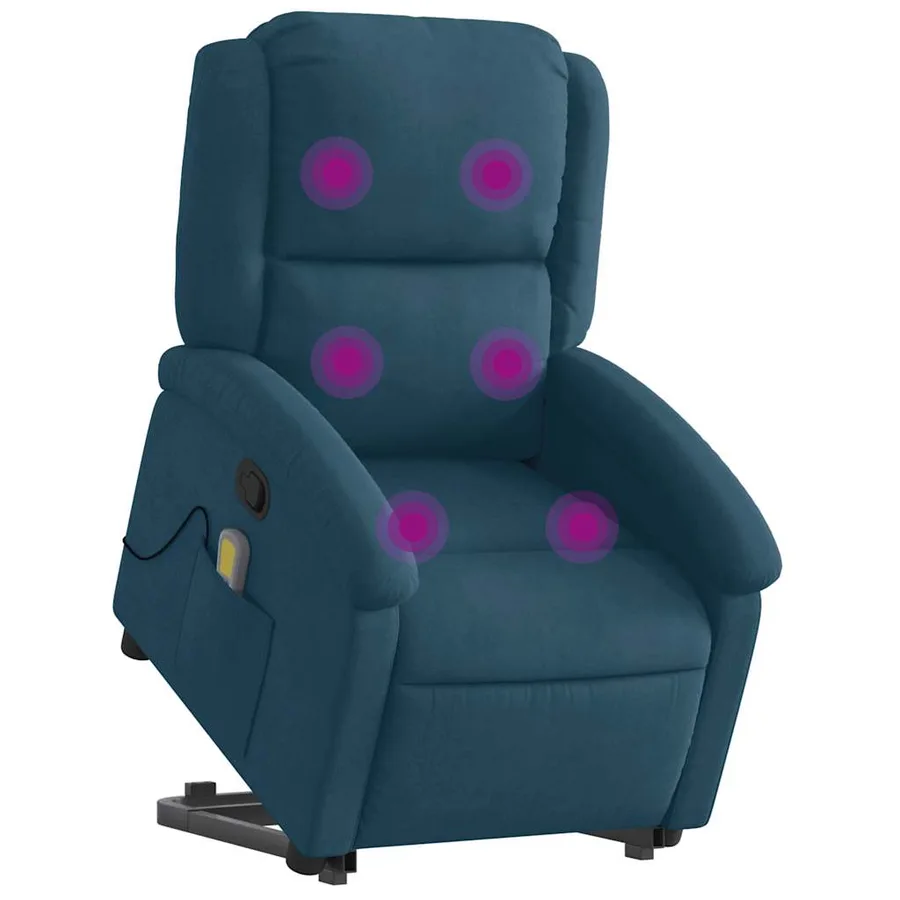 Fauteuil de massage inclinable Bleu Velours - 3