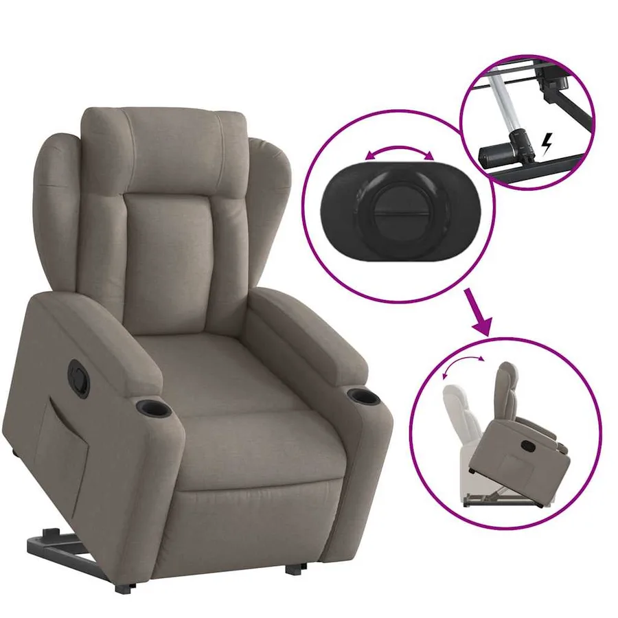 Fauteuil inclinable taupe tissu - 6