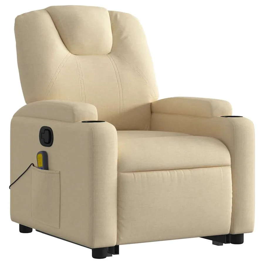Fauteuil inclinable de massage Crème Tissu - 4