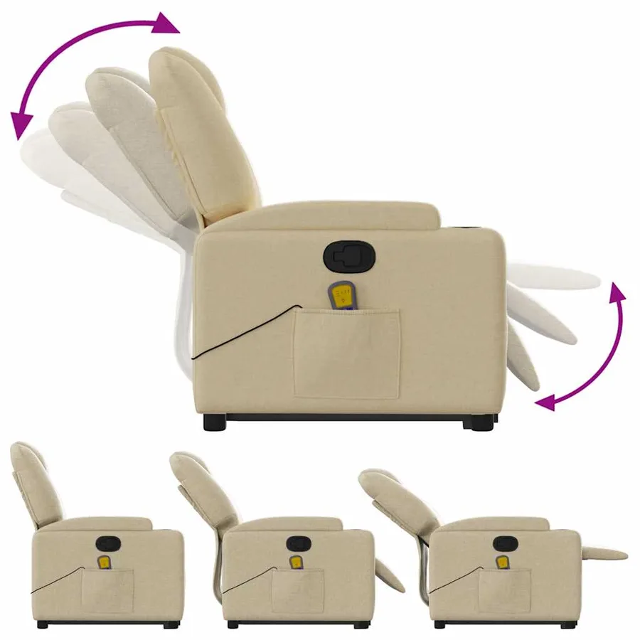 Fauteuil inclinable de massage Crème Tissu - 7
