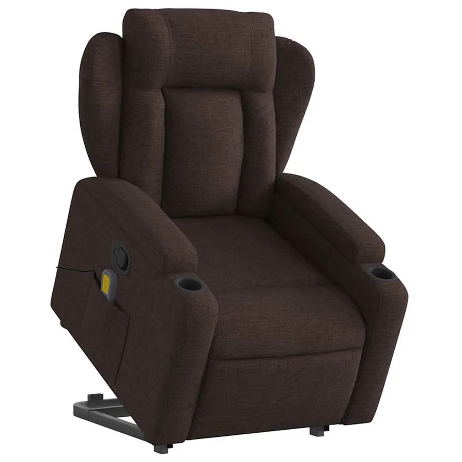 Fauteuil inclinable de massage Marron foncé Tissu - 3