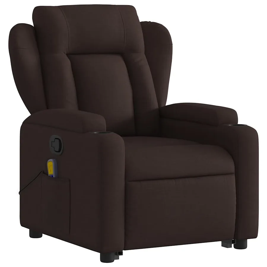 Fauteuil inclinable de massage Marron foncé Tissu - 4