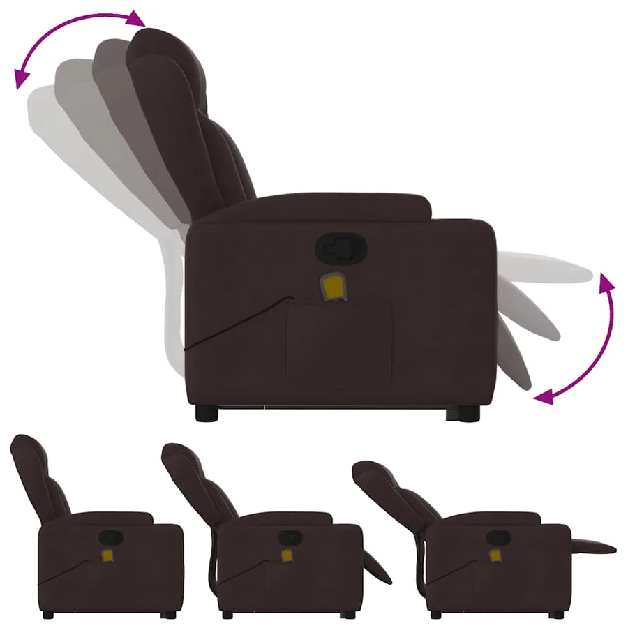 Fauteuil inclinable de massage Marron foncé Tissu - 7
