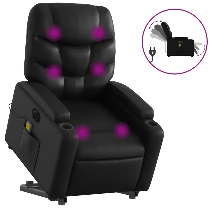 Fauteuil inclinable de massage électrique noir similicuir - 2