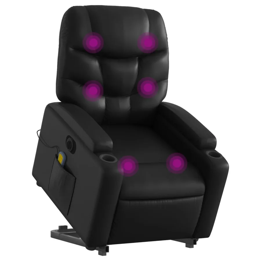 Fauteuil inclinable de massage électrique noir similicuir - 3