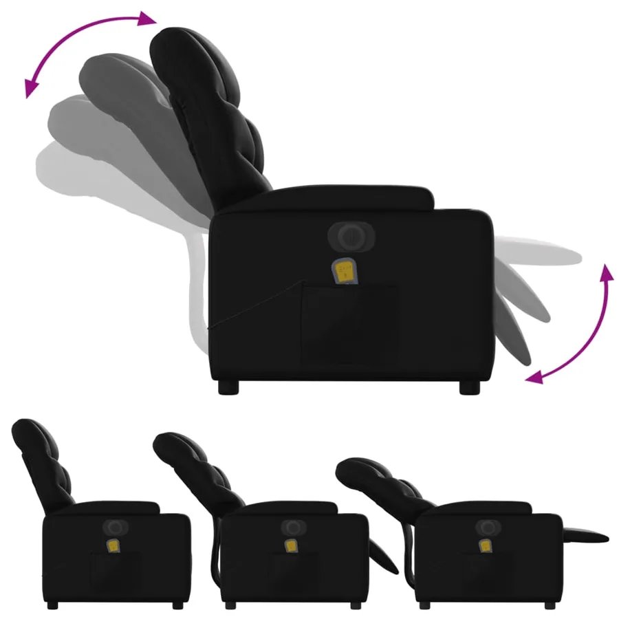 Fauteuil inclinable de massage électrique noir similicuir - 7