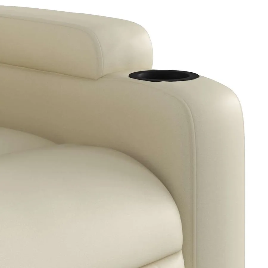 Fauteuil inclinable de massage électrique crème similicuir - 12