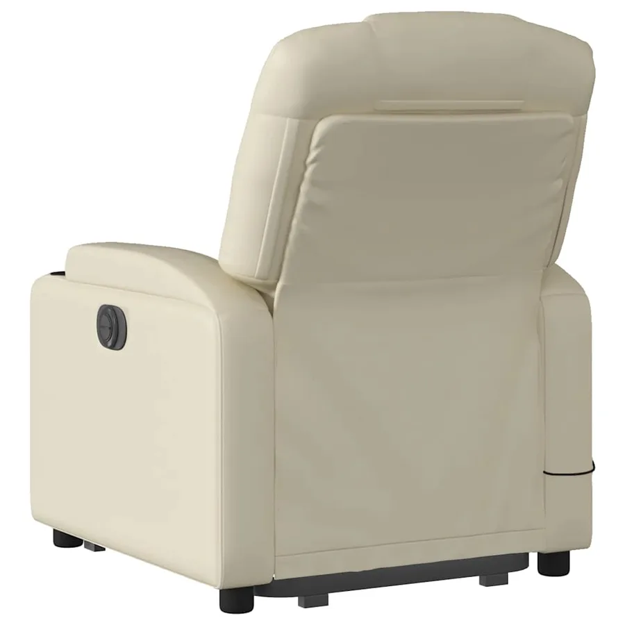 Fauteuil inclinable de massage électrique crème similicuir - 5