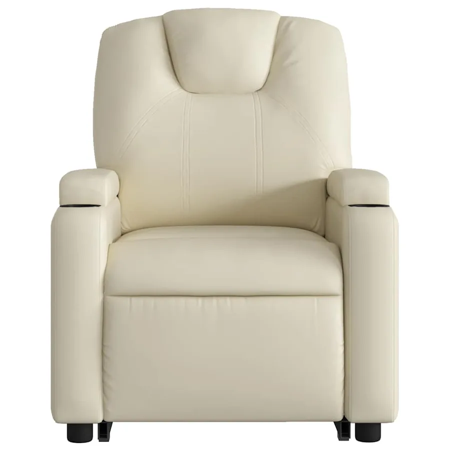 Fauteuil inclinable de massage électrique crème similicuir - 9