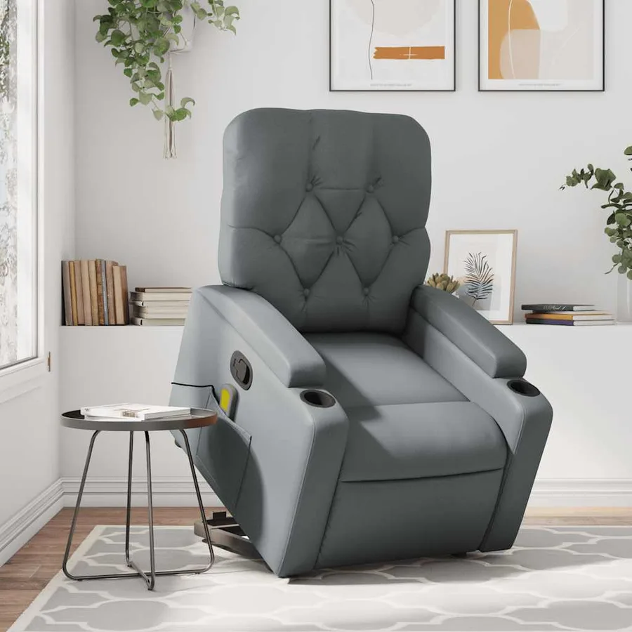 Fauteuil inclinable de massage Gris Similicuir - 15