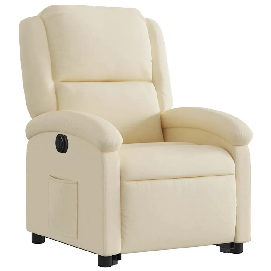 Fauteuil inclinable électrique crème tissu - 4