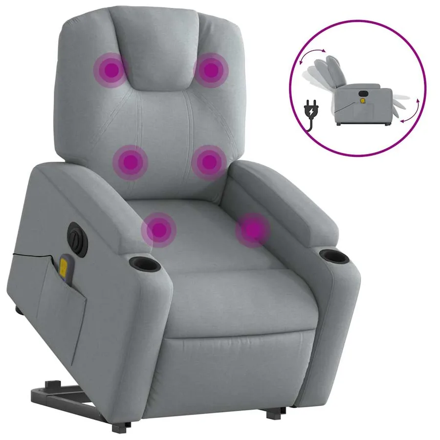 Fauteuil inclinable de massage électrique Gris clair Tissu - 2