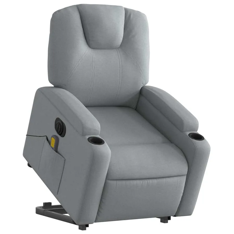 Fauteuil inclinable de massage électrique Gris clair Tissu - 3