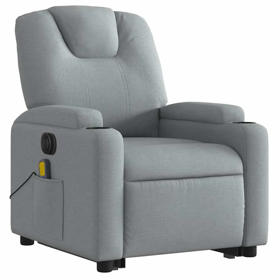Fauteuil inclinable de massage électrique Gris clair Tissu - 4
