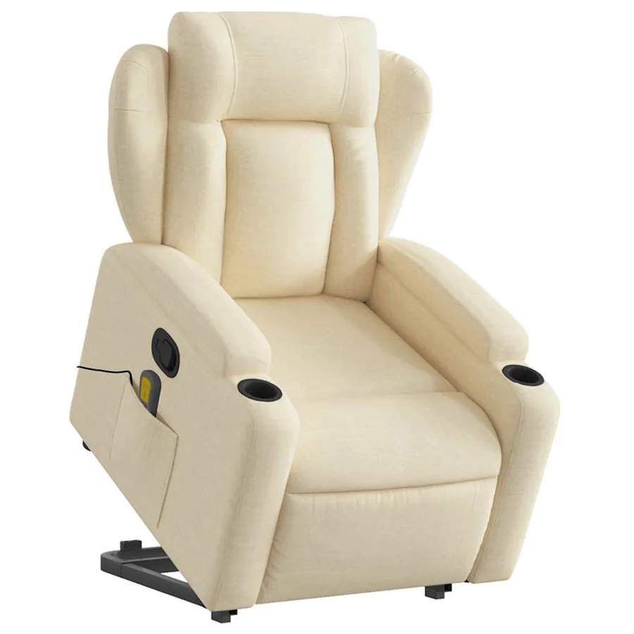Fauteuil inclinable de massage Crème Tissu - 3