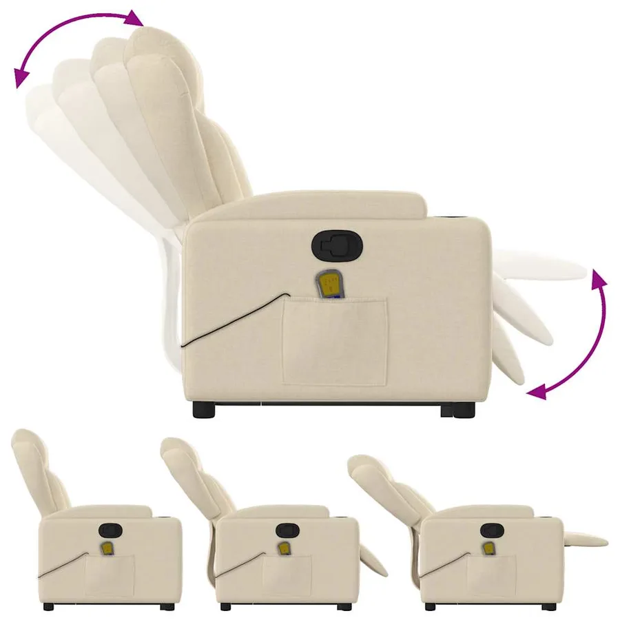 Fauteuil inclinable de massage Crème Tissu - 7