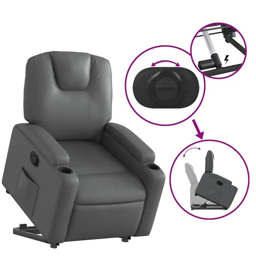 Fauteuil inclinable Gris Similicuir - 6