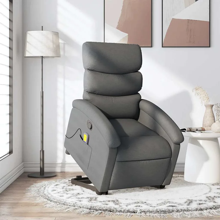 Fauteuil de massage inclinable Gris foncé Tissu - 16