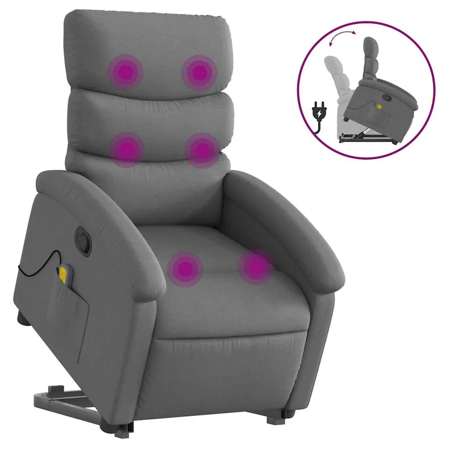 Fauteuil de massage inclinable Gris foncé Tissu - 2
