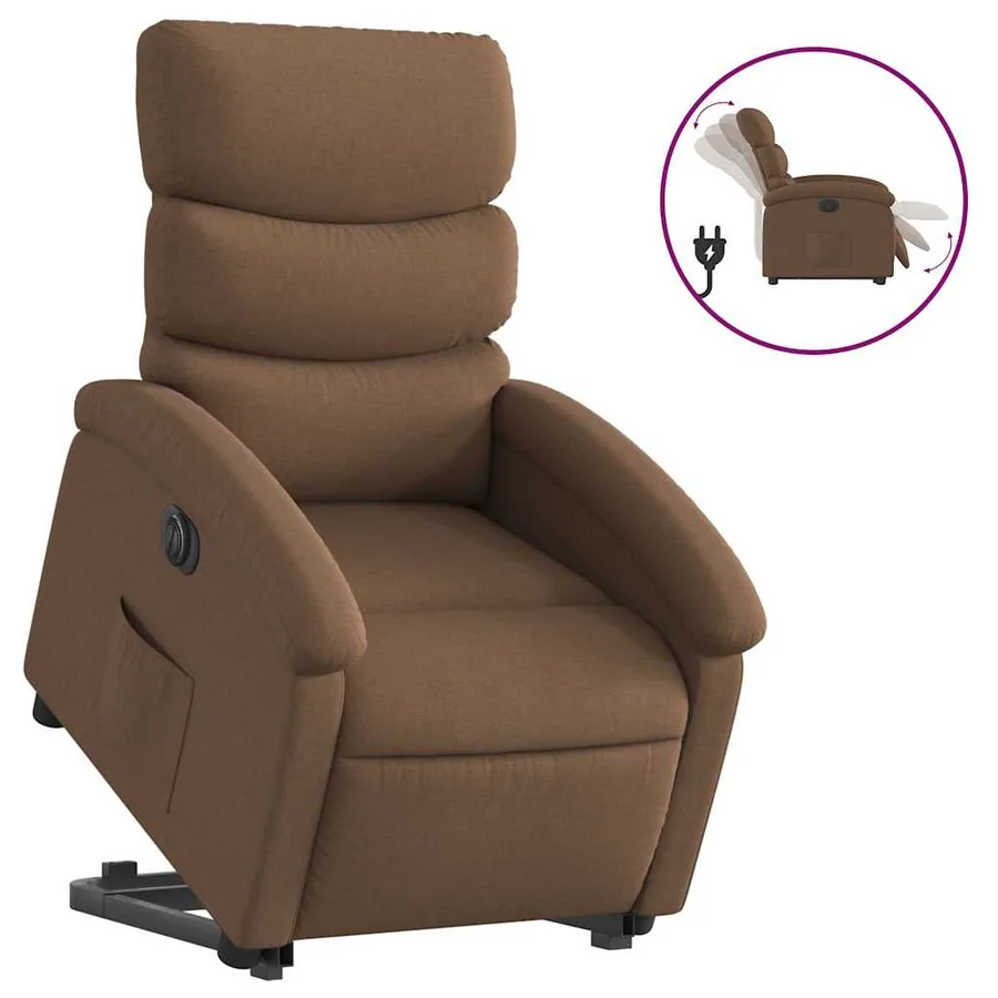 Fauteuil inclinable électrique marron tissu - 2