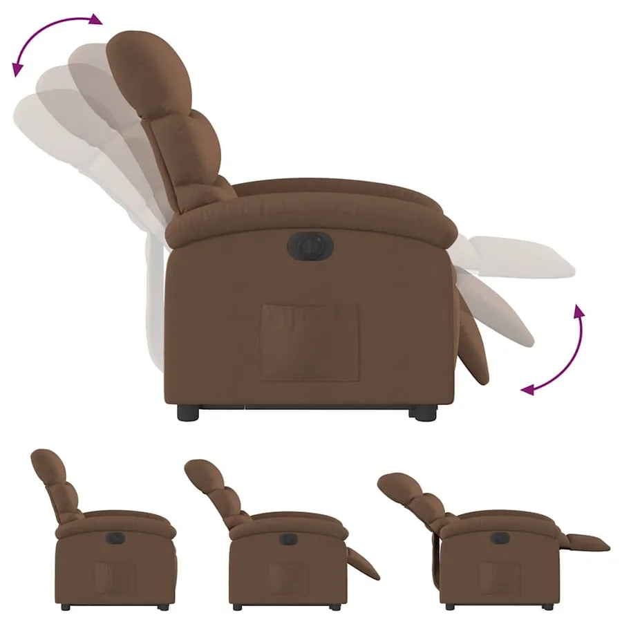 Fauteuil inclinable électrique marron tissu - 7