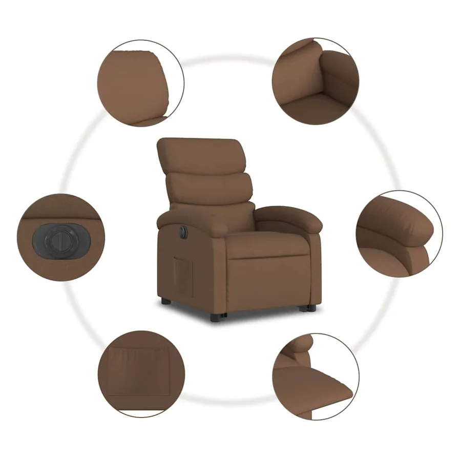 Fauteuil inclinable électrique marron tissu - 8
