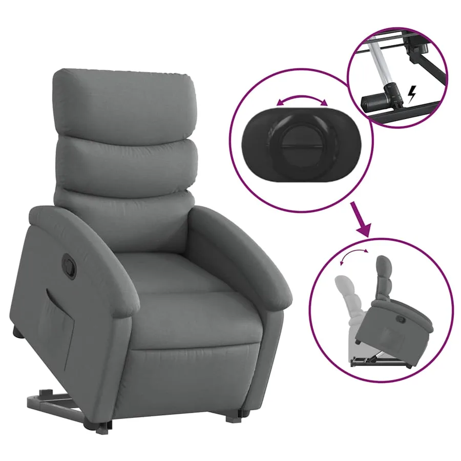 Fauteuil inclinable Gris foncé Tissu - 6