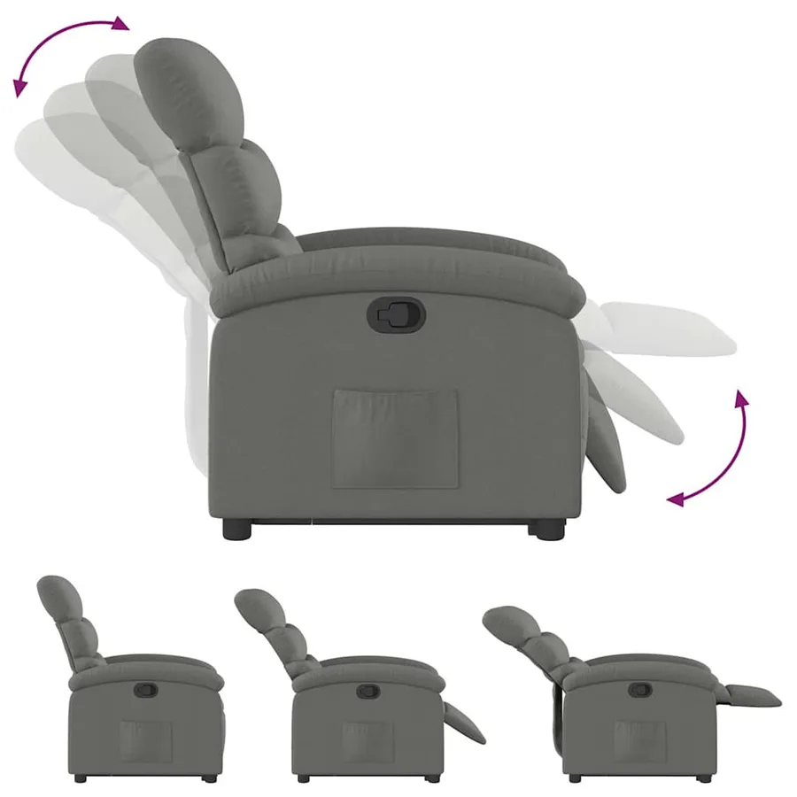 Fauteuil inclinable Gris foncé Tissu - 7