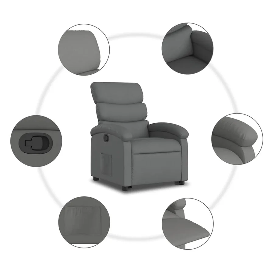 Fauteuil inclinable Gris foncé Tissu - 8