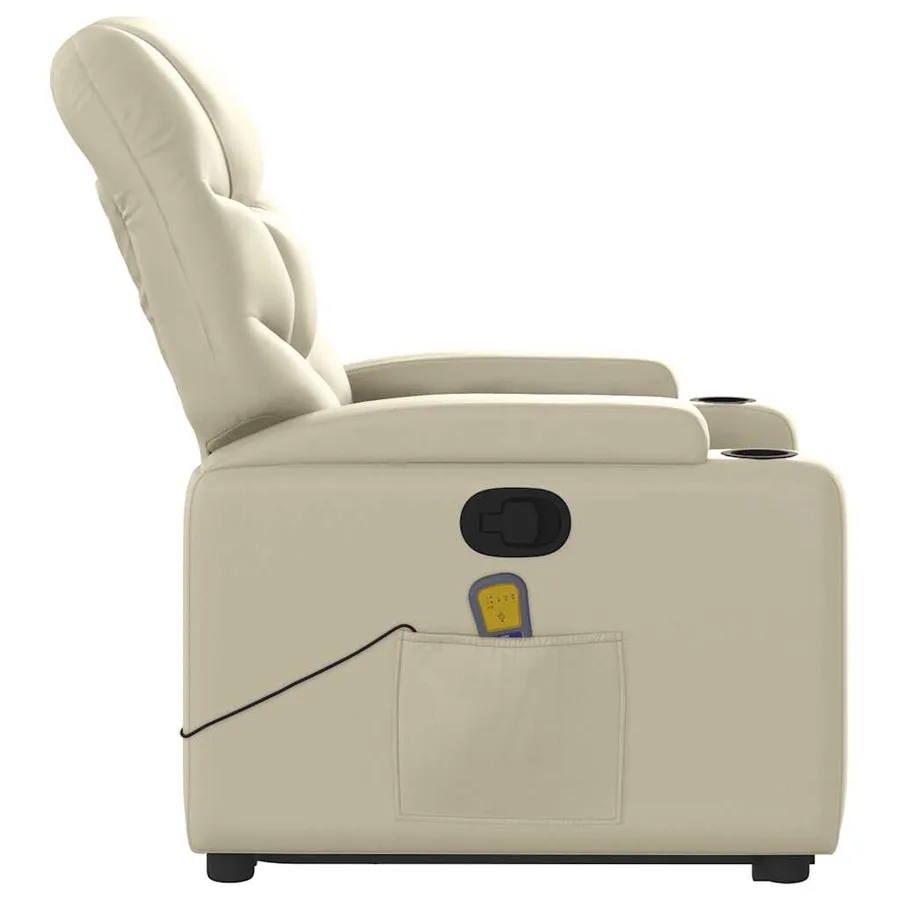 Fauteuil inclinable de massage Crème Similicuir - 10