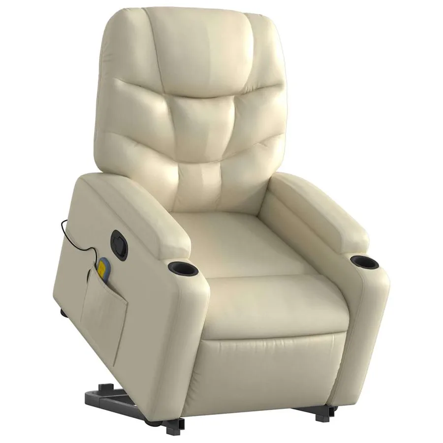 Fauteuil inclinable de massage Crème Similicuir - 3