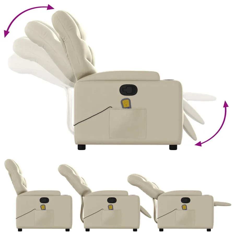 Fauteuil inclinable de massage Crème Similicuir - 7
