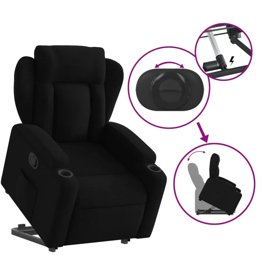 Fauteuil inclinable noir tissu - 6