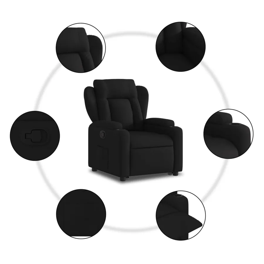 Fauteuil inclinable noir tissu - 8