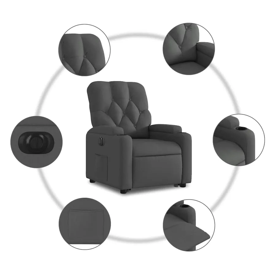 Fauteuil inclinable électrique gris foncé tissu - 8