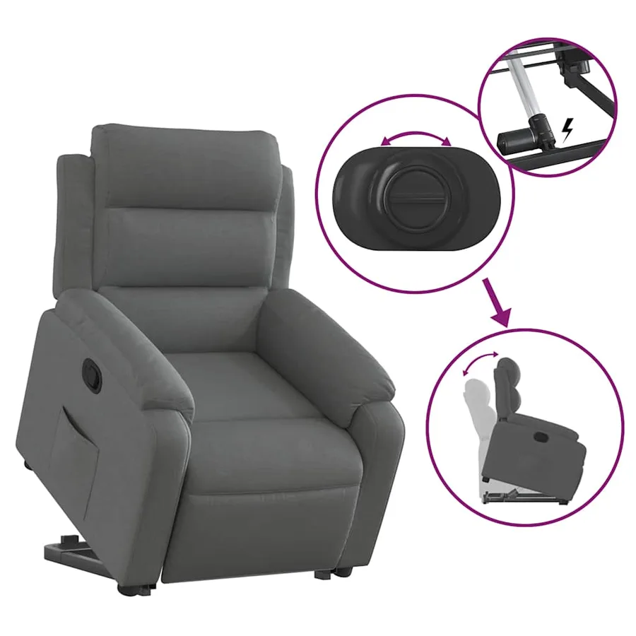 Fauteuil inclinable Gris foncé Tissu - 6