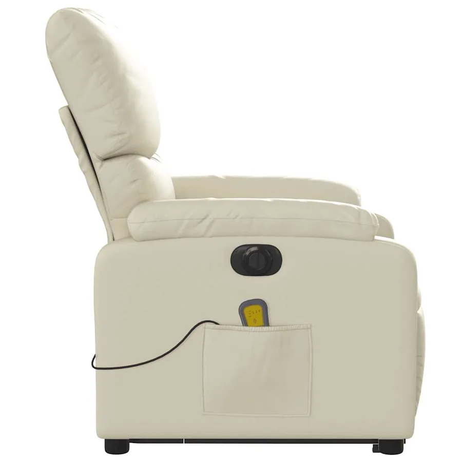 Fauteuil inclinable de massage électrique crème similicuir - 10
