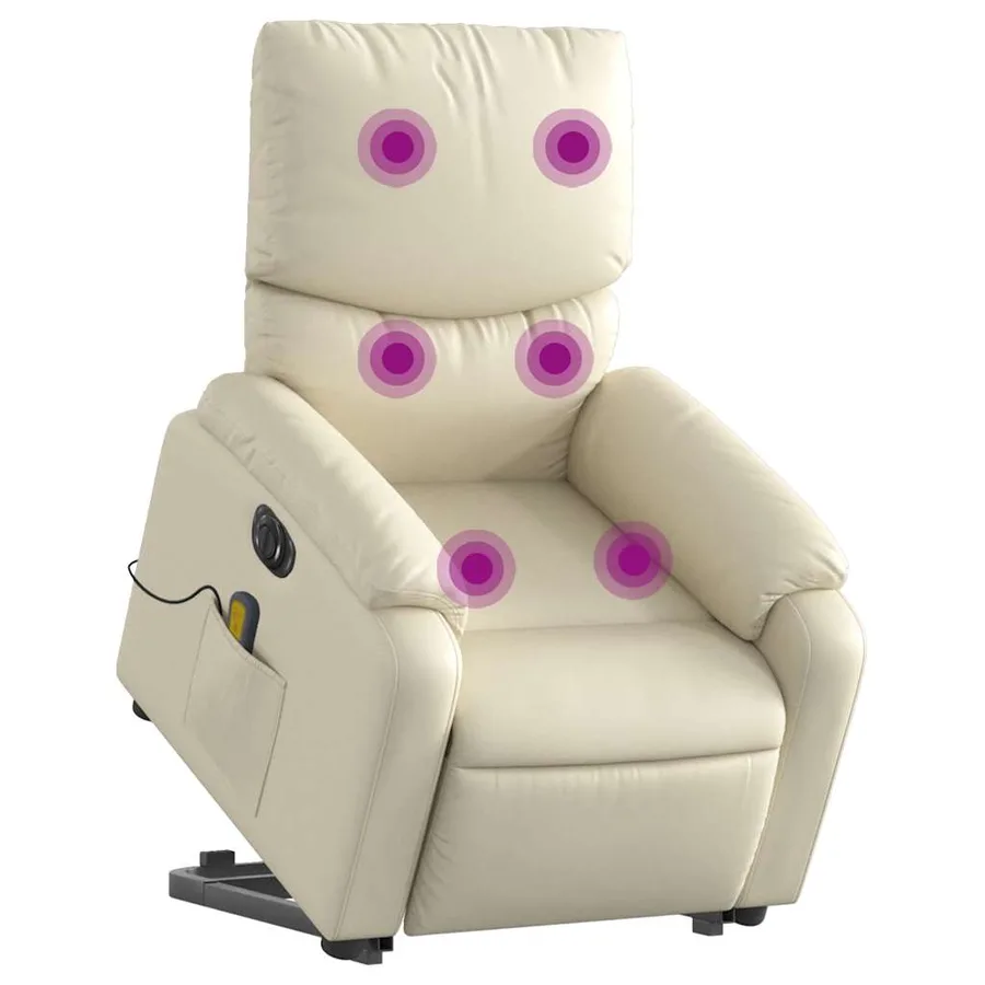 Fauteuil inclinable de massage électrique crème similicuir - 3