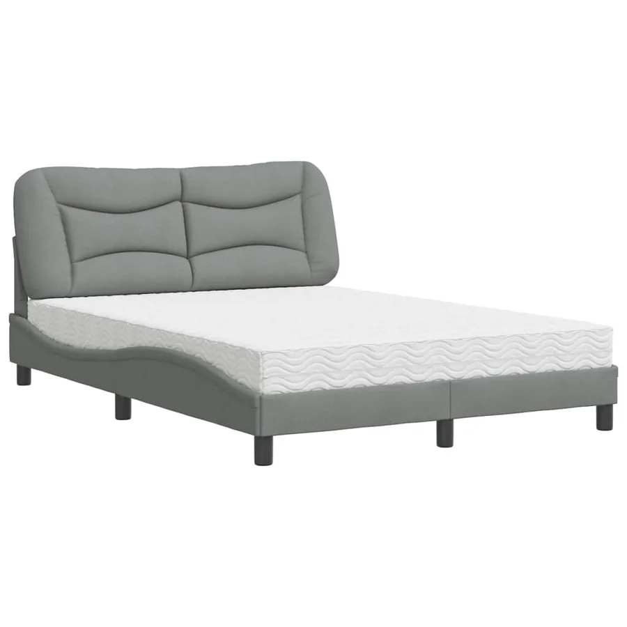 Lit avec matelas Hvar gris clair 140x200 cm tissu - 2