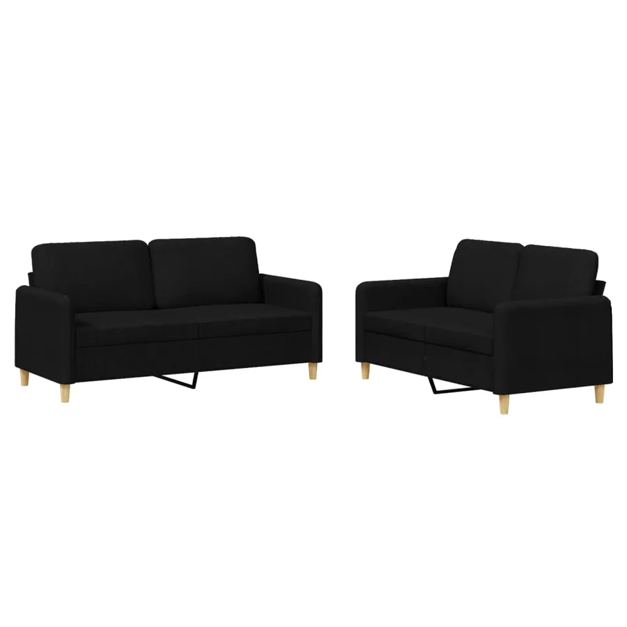 Ensemble de canapés 2 pcs avec coussins Noir Tissu - 2