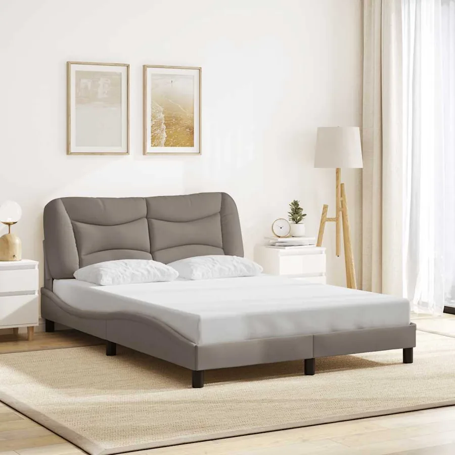Cadre de lit sans matelas Hvar taupe 140x200 cm tissu