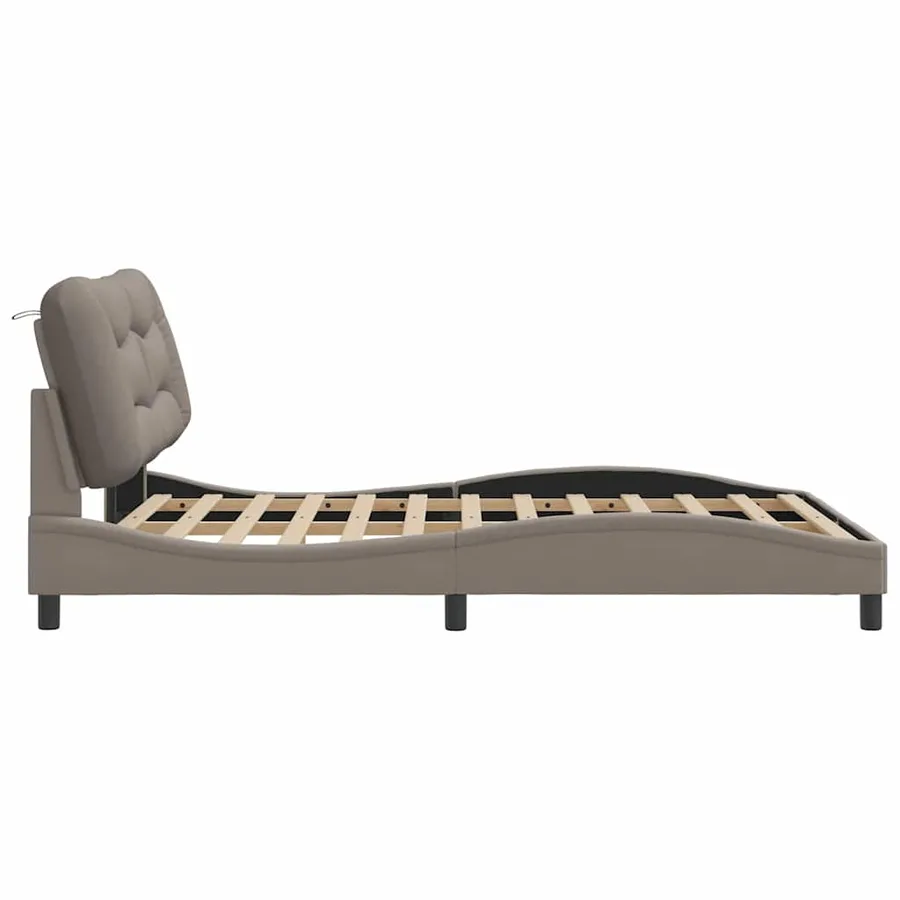 Cadre de lit sans matelas Hvar taupe 140x200 cm tissu - 5