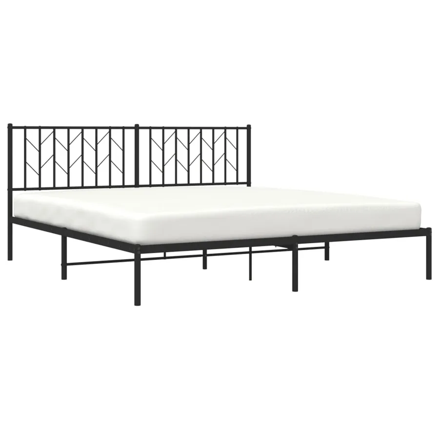 Cadre de lit métal sans matelas et tête de lit noir 180x200 cm - 3