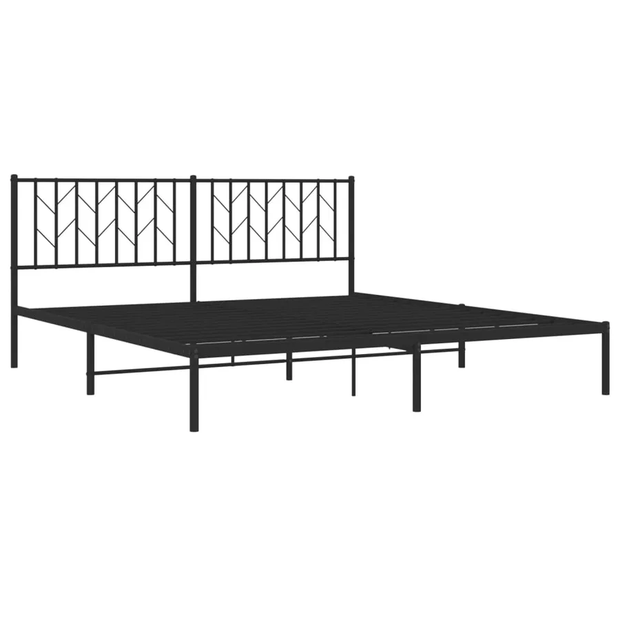 Cadre de lit métal sans matelas et tête de lit noir 180x200 cm - 4