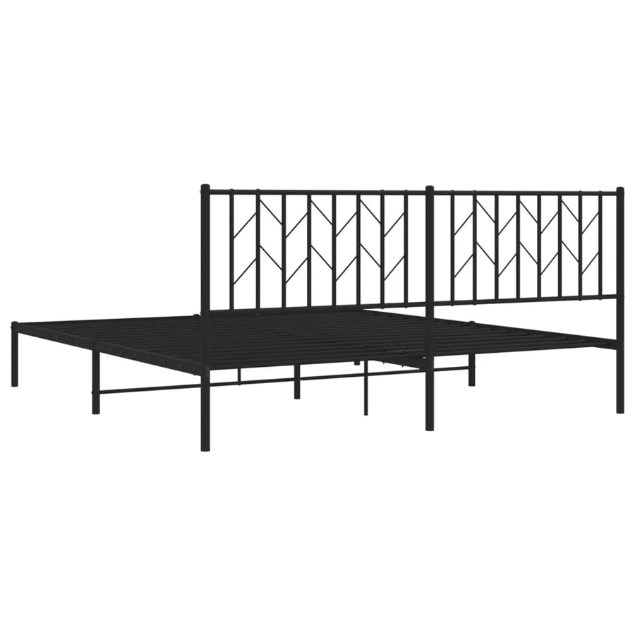 Cadre de lit métal sans matelas et tête de lit noir 180x200 cm - 7