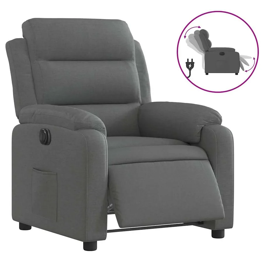 Fauteuil inclinable électrique Gris foncé Tissu - 2