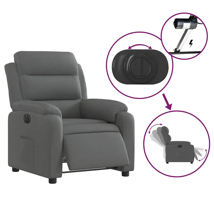Fauteuil inclinable électrique Gris foncé Tissu - 6