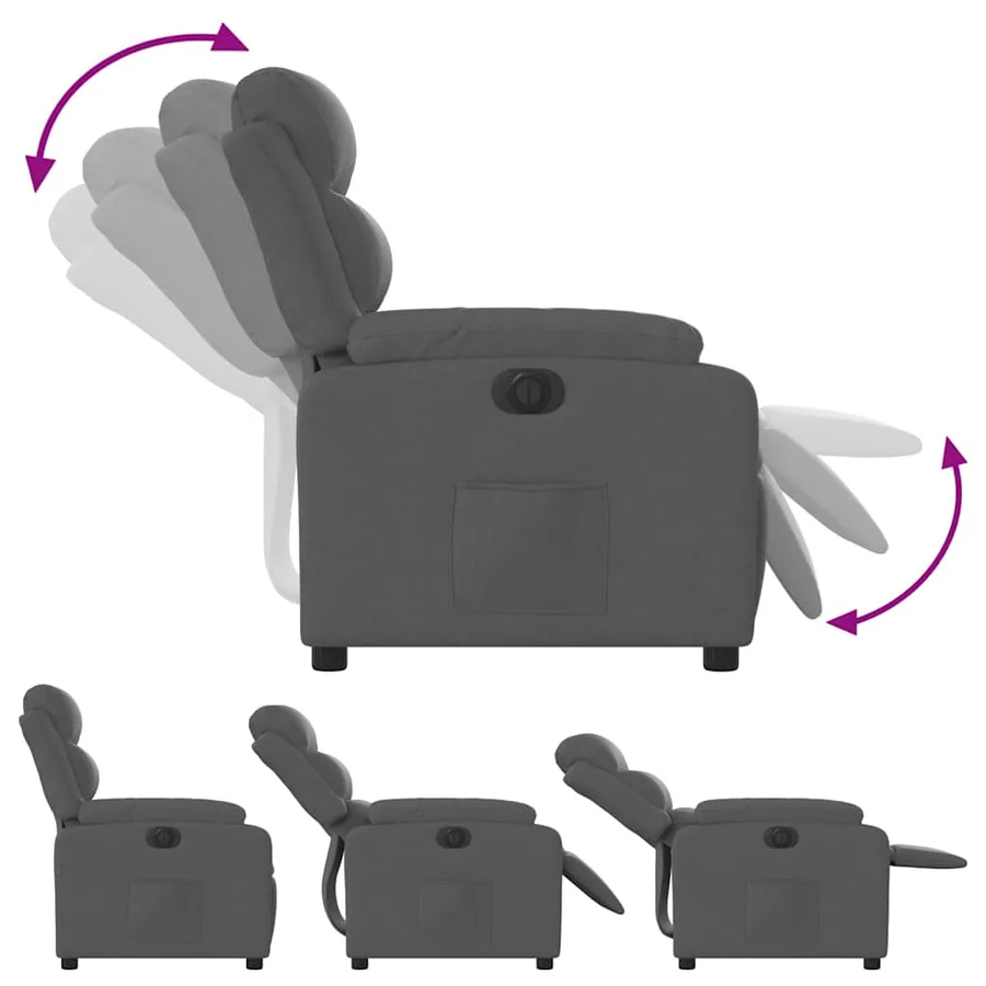 Fauteuil inclinable électrique Gris foncé Tissu - 7