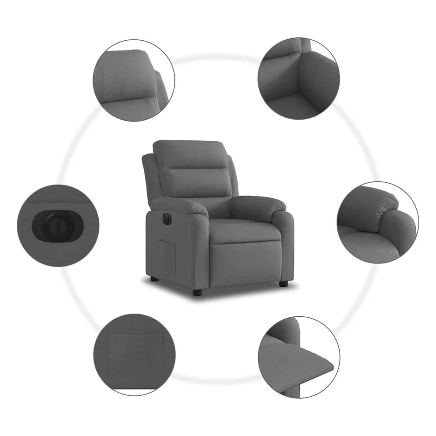 Fauteuil inclinable électrique Gris foncé Tissu - 8