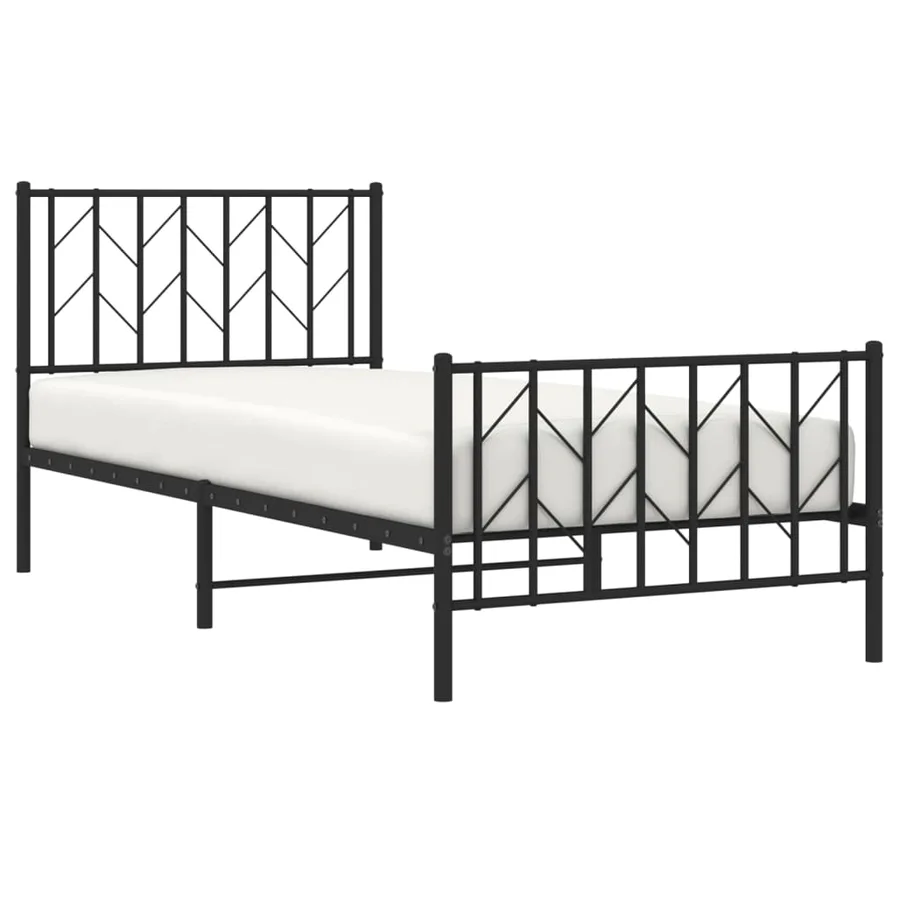 Cadre de lit métal sans matelas avec pied de lit noir 90x200 cm - 3
